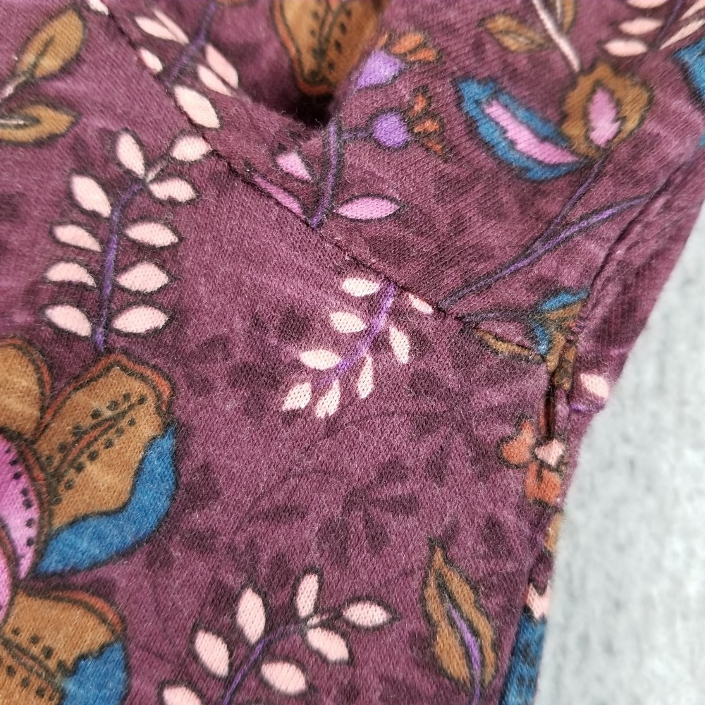 Vintage America Top Women L Large Purple Floral Boho Peasant Blouse Long Sleeve - Picture 9 of 12